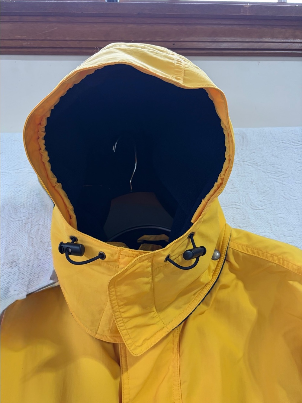 Vintage Land's End Mens Yellow Parka Squall Jacket With Detachable Hood Size XL - Picture 8 of 12